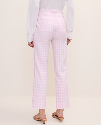The Tall Slim Crop Pant in Gingham Linen Blend