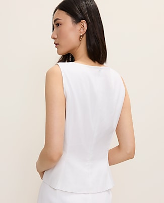 V-Neck Peplum Top in Linen Blend