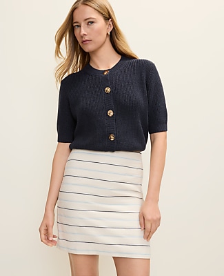 Striped A-Line Skirt in Tweed