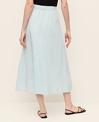 Petite Cotton Gauze Drawstring Midi Skirt