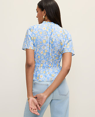 Weekend Floral Gathered Peplum Blouse