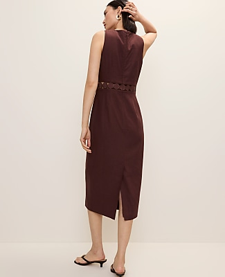 Petite Halter Sheath Dress in Linen Blend