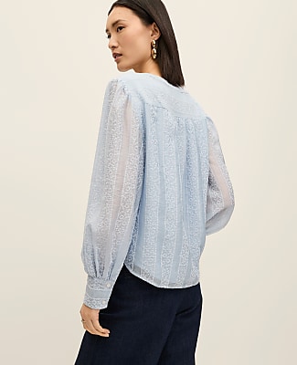Embroidered V-Neck Blouse