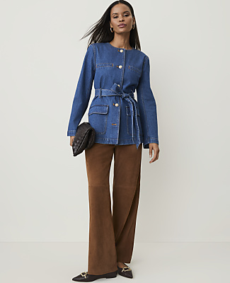 Petite Belted Denim Jacket