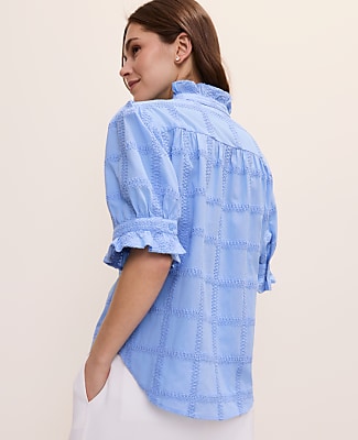 Crochet Ruffle Collar Blouse