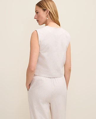 Weekend Striped Vest in Linen Blend