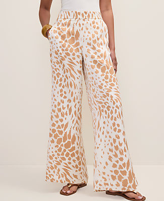 Easy Wide-Leg Pant in Animal Print Satin