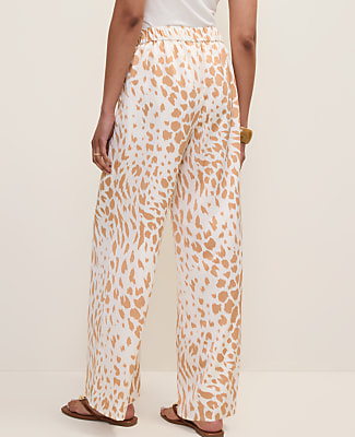Easy Wide-Leg Pant in Animal Print Satin