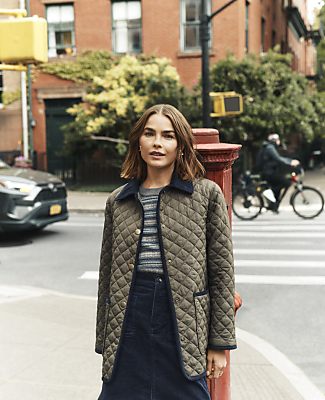 Weekend Corduroy Trim Quilted Jacket