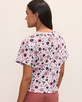 Petite Weekend Floral Crew Neck Top