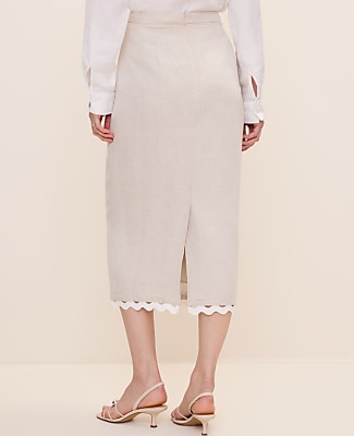 Ric Rac Midi Skirt in Linen Blend