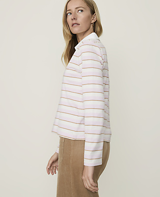 Petite Weekend Striped Polo Top