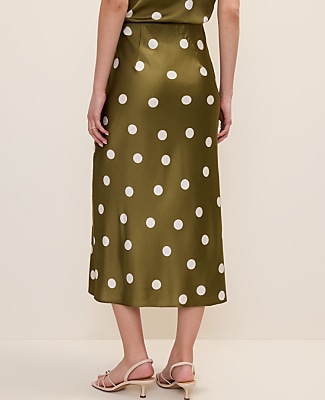 Dotted Satin Midi Slip Skirt
