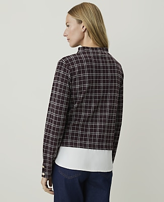 Petite Plaid Layered Mock Neck Top