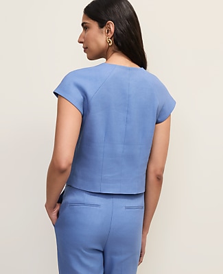 The Petite Cap Sleeve Vest in Linen Blend