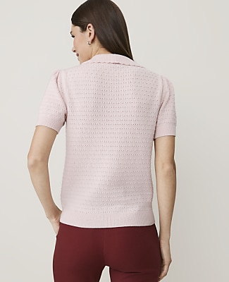 Short Sleeve Sailor Collar Cardigan