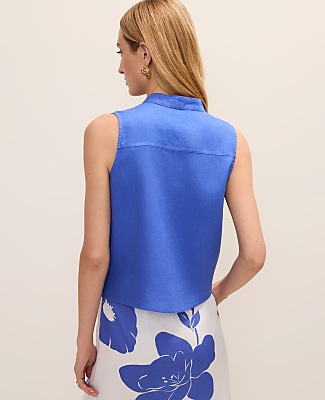 Sleeveless Shirt In Linen