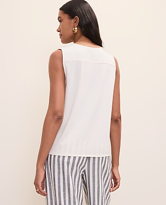 Petite Mixed Media Button Down Top