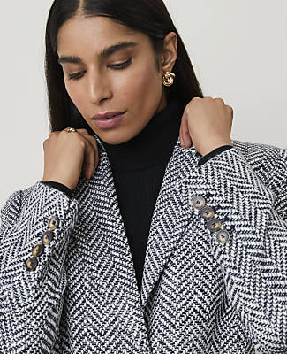 Petite Plaid Short Chesterfield Coat