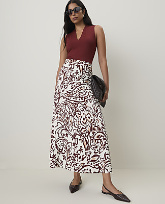 Ann Taylor Paisley Maxi Skirt In Popcorn B