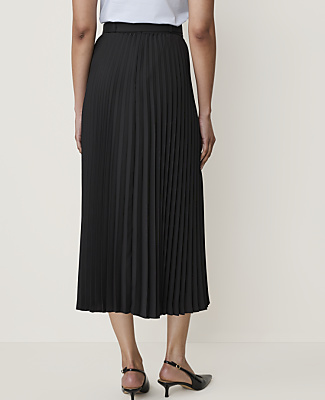 Petite Belted Pleated Midi Skirt