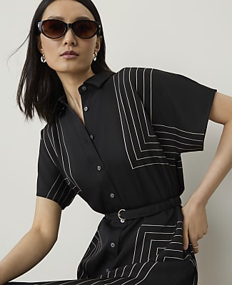 Geo Print Belted Shirtdress