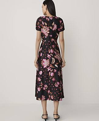 Petite Floral Mock Neck Midi Dress