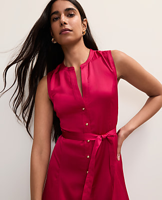 Petite Belted Flare Midi Dress