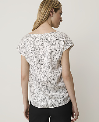 Dotted Satin Cowl Neck Top