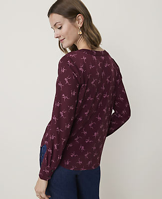 Floral Mixed Media Pleat Front Top