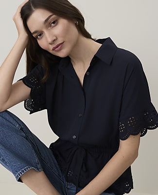 Weekend Embroidered Tie Waist Blouse