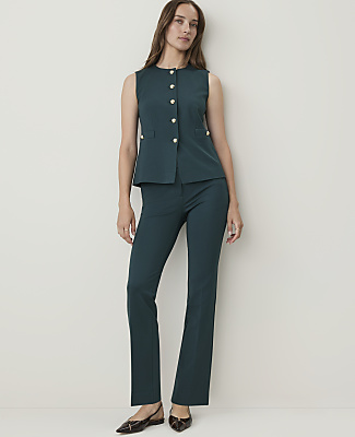 The Petite Crew Neck Cutaway Vest in Ponte