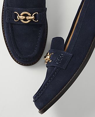 Hardware Embellished Suede Loafer