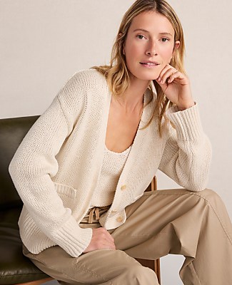 Haven Well Within Cotton Linen Plaited V-Neck Cardigan