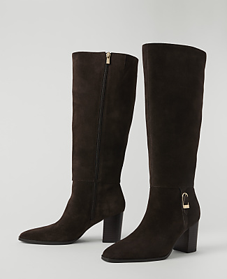 Suede Block Heel Tall Boot