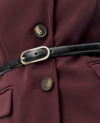 Skinny Croco Oval Buckle Belt