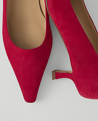 Ann Taylor Suede Nip Toe Pump Jewel Red Women's