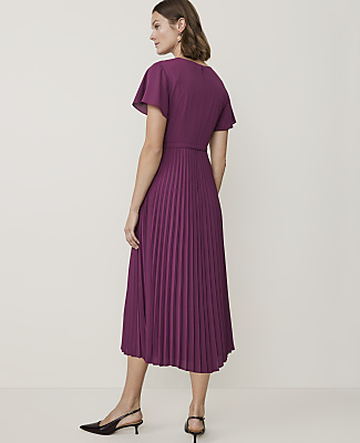 Petite Pleated Flare Midi Dress