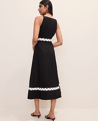 Petite Halter Midi Dress in Linen Blend