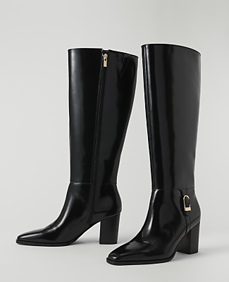 Leather Block Heel Tall Boot