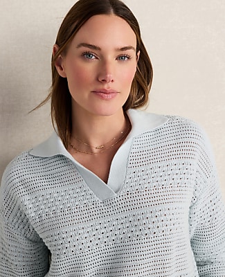 Haven Well Within Cotton Mixed Stitch Johnny Collar Sweater