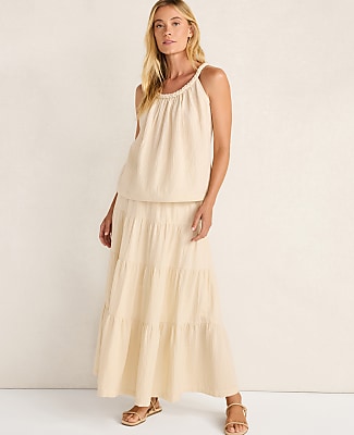 Haven Well Within Organic Cotton Gauze Tiered Maxi Skirt