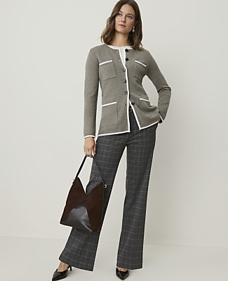 Petite Contrast Trim Longline Cardigan