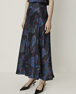 Studio Paisley Flare Maxi Skirt in Silk