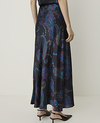 Studio Paisley Flare Maxi Skirt in Silk