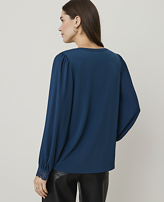 Lace Trim Mixed Media Top