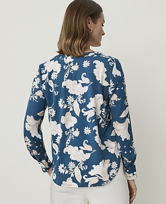 Paisley Mixed Media Pleat Front Top