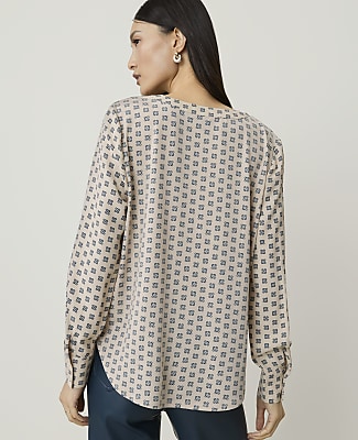 Floral Mixed Media Pleat Front Top