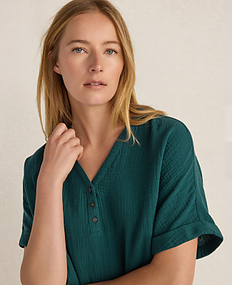Haven Well Within Organic Cotton Gauze V-Neck Top