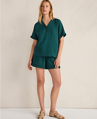 Haven Well Within Organic Cotton Gauze V-Neck Top